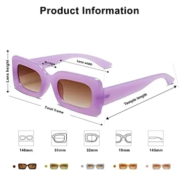 SOJOS Retro 90s Nude Rectangle Sunglasses Womens Mens Trendy Chunky Glasses Purple Frame Brown Lens