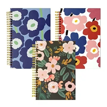 XYark Line Spiral Notebook, A5 Flower Journals Bulk, 100GSM Lined Thick Paper Travel Journal Set, Ha...