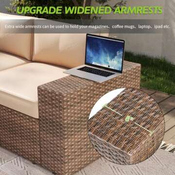 Aoxun 7-Piece Wicker Patio Furniture Set with Fire Pit