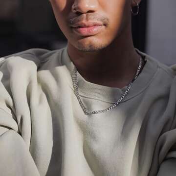 Monily Chain Necklace for Men 4MM 16 Inches Stainless Steel Figaro Link Chain for Women Mens