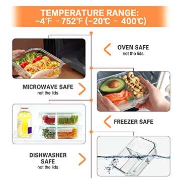 Bayco 9 Pack Glass Meal Prep Containers 3 & 2 & 1 Compartment, Glass Food Storage Containers with Lids, Airtight Glass Lunch Bento Boxes, BPA-Free & Leak Proof (9 lids & 9 Containers)