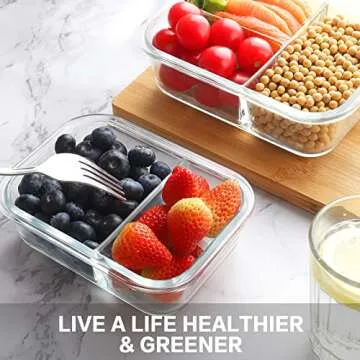 Bayco 9 Pack Glass Meal Prep Containers 3 & 2 & 1 Compartment, Glass Food Storage Containers with Lids, Airtight Glass Lunch Bento Boxes, BPA-Free & Leak Proof (9 lids & 9 Containers)