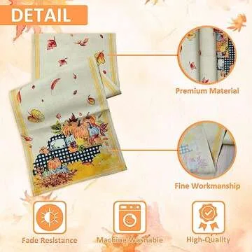Fall Table Runner with Pumpkin Truck & Maple Leaves
