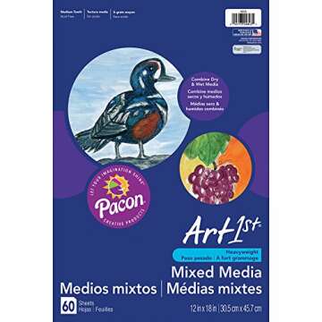 Pacon PAC4843 Art1st Mixed Media Art Paper, 12" x 18", White, 60 Sheets