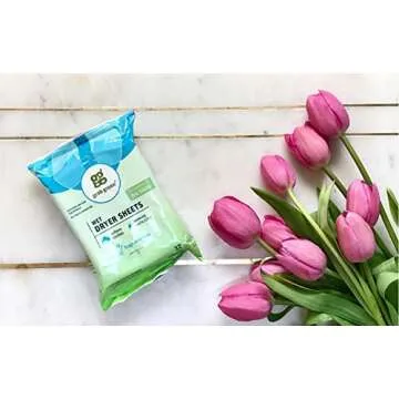 Grab Green Wet Dryer Sheets, 96 Count, Fragrance Free, Plant Based, Softens Fabrics, Reduces Static Cling and Wrinkles