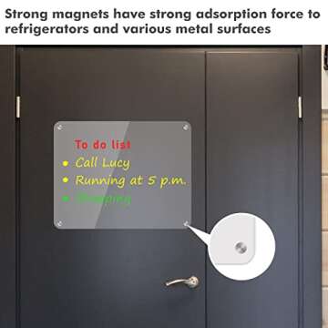 Kamehame Dry Erase Board for Refrigerator, Magnetic Dry Erase Board for Fridge, Clear Acrylic Note Board, 14.2"x11"