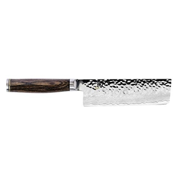 Shun Premier 5.5" Nakiri Knife, Handcrafted Japanese Vegetable Knife, VG-MAX Core with Damascus Stai...