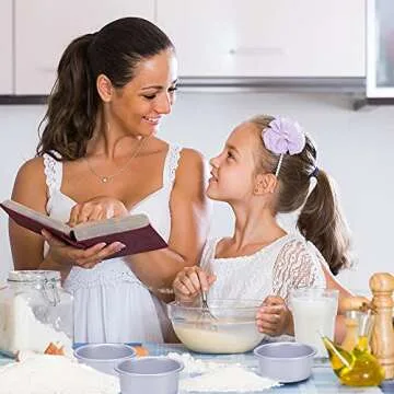 AWTBDP 4 Inch Cake Pan Set of 8, Anodized Aluminum Round Cake Pans with 100 Pcs Parchment Paper Tins Baking Pan for Cheese Cake, Pizza, Quiche, Non Toxic, Leakproof, Easy Pop Out