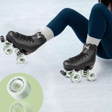 Sure-Grip Fame Indoor Wheels - Durable Nylon Build with Durometer of 95A and Diameter of 57mm - Ideal for Artistic Skating on Smooth Surfaces - Comes in Diverse Color Options - Set of 8 Wheels (White)