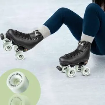 Sure-Grip Fame Indoor Wheels - Durable Nylon Build with Durometer of 95A and Diameter of 57mm - Ideal for Artistic Skating on Smooth Surfaces - Comes in Diverse Color Options - Set of 8 Wheels (White)