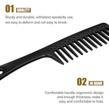 MODENGKONGJIAN 4PCS Wide Tooth Detangling Comb, Large Hair Styling Comb for Curly, Wet, Long Hair (Multi-colored, Polypropylene, Handgrip)