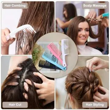 MODENGKONGJIAN 4PCS Wide Tooth Detangling Comb, Large Hair Styling Comb for Curly, Wet, Long Hair (Multi-colored, Polypropylene, Handgrip)