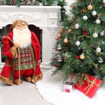 Christmas Tree Skirt, 36 Inch Faux Fur Plush Xmas Tree Skirt Christmas Decorations Tree Base Mat, Ho...