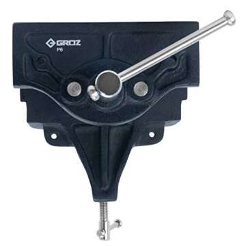 Groz Portable Woodworking Vise, 6-Inch Clamp/Bolt, Durable Cast Iron with Toe-in Feature