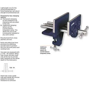 Groz Portable Woodworking Vise - 6-Inch Cast Iron Clamp