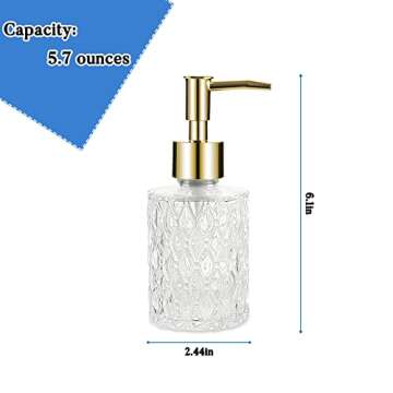 Retyion Multipurpose Soap Dispenser Easy to Clean Glass Soap Pump Dispenser Ideal for Bath and Bathroom (Gold)