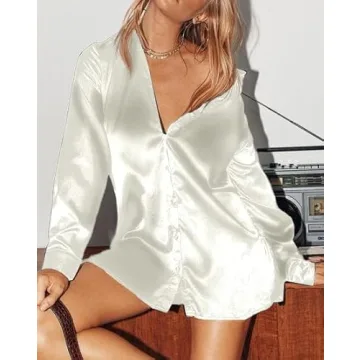 Elegant Blissshow Women's Satin Shirt Dress for All Occasions