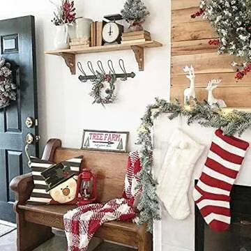 AENEY Christmas Pillow Covers 18x18 Set of 4 for Christmas Decorations Stripes Merry Bright Believe Santa Claus Snowman Christmas Pillows Throw Pillows Christmas Farmhouse Decor for Couch A422-18