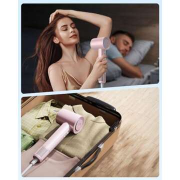 Zhiyangfei Negative Ion Hair Dryer - High Speed, Low Noise, 3 Heat Settings
