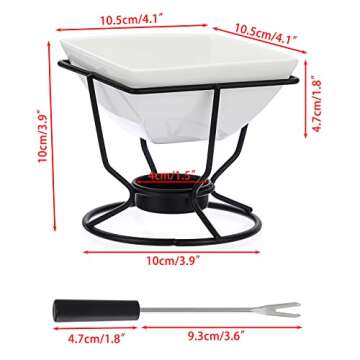 BSTKEY Ceramic Butter Warmer Set - Fondue Pot for Cheese & Chocolate Melting