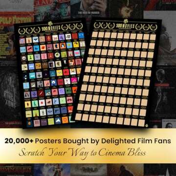 100 Movies Scratch Off Poster, Movie Scratch Off Poster, Easy Off Gold Foil,100 Best Movies, Movie B...