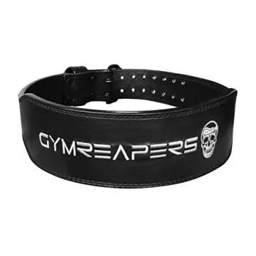 Gymreapers Leather Weightlifting Belt for Bodybuilding, Squatting, Lower Back Support & Back Pain - Real Leather, Adjustable Buckle Sizing - Men Women