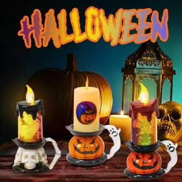 Spooky 3 Pack Flameless Halloween Candle Decorations