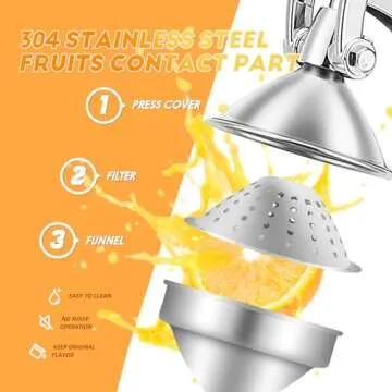 Moongiantgo Commercial Manual Juicer, Hand Press Citrus Juicer Extractor with 2 Reusable Fruit Bags,...