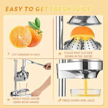 Moongiantgo Commercial Manual Juicer, Hand Press Citrus Juicer Extractor with 2 Reusable Fruit Bags, Easy To Clean, Fruit Squeezer Juicer Machine for Pomegranate Orange Lime Lemon