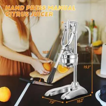 Moongiantgo Commercial Manual Juicer, Hand Press Citrus Juicer Extractor with 2 Reusable Fruit Bags, Easy To Clean, Fruit Squeezer Juicer Machine for Pomegranate Orange Lime Lemon