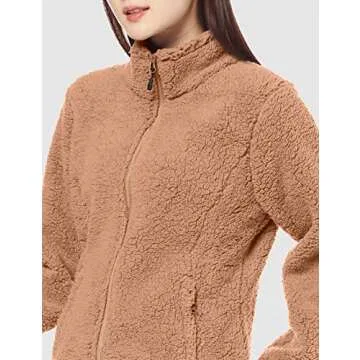 Amazon Essentials Women's Polar Fleece Lined Sherpa Full-Zip Jacket, Tan, Large