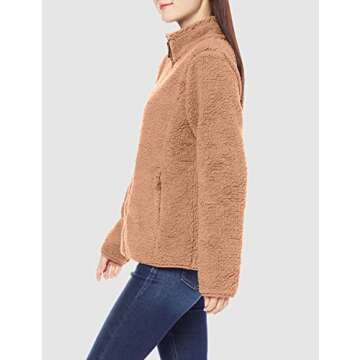 Amazon Essentials Women's Polar Fleece Lined Sherpa Full-Zip Jacket, Tan, Large