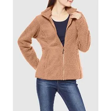 Amazon Essentials Women's Polar Fleece Lined Sherpa Full-Zip Jacket, Tan, Large