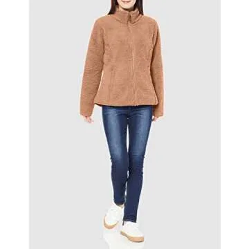 Amazon Essentials Women's Polar Fleece Lined Sherpa Full-Zip Jacket, Tan, Large