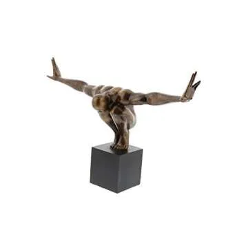 Deco 79 Polystone Diver Decorative Sculpture Home Decor Statue with Black Base, Accent Figurine 4" x 20" x 11", Bronze