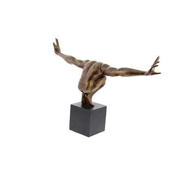 Deco 79 Polystone Diver Decorative Sculpture Home Decor Statue with Black Base, Accent Figurine 4" x 20" x 11", Bronze