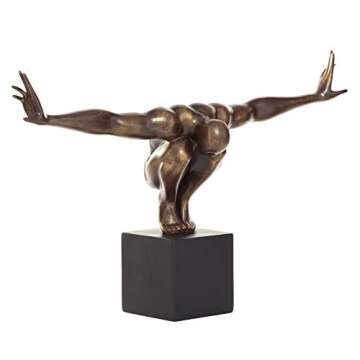 Deco 79 Polystone Diver Decorative Sculpture Home Decor Statue with Black Base, Accent Figurine 4" x 20" x 11", Bronze