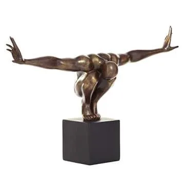 Deco 79 Polystone Diver Decorative Sculpture Home Decor Statue with Black Base, Accent Figurine 4" x 20" x 11", Bronze