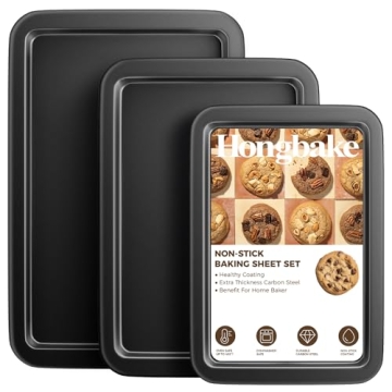 HONGBAKE Baking Sheet Pan Set - Nonstick Bakeware 3 Pack