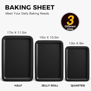 HONGBAKE Baking Sheet Pan Set - Nonstick Bakeware 3 Pack
