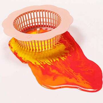 YES.YM 5 Pieces Flow Painting Tools Kits Drawing Sets Sink Flower Strainer Drain Plastic Silicone Drain Basket for Pouring Acrylic Paint and Creating Unique Patterns and Designs