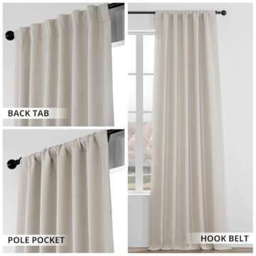 HPD Half Price Drapes Faux Linen Textured Room Darkening Curtains for Bedroom 120 Inches Long (1 Panel), 50W X 120L Curtains for Living Room Home Decor, Birch
