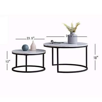 Nlager Round Nesting Coffee Tables Set for Living Room Modern Design