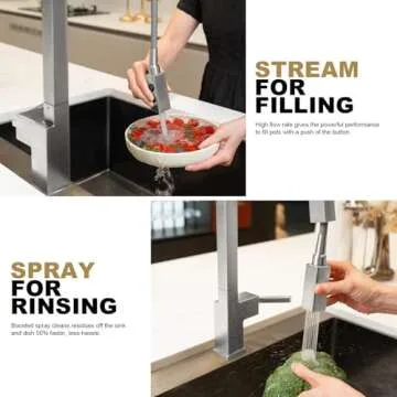 Brushed Nickel Kitchen Faucet with Pull Down Sprayer, Lava Odoro Single Handle Kitchen Sink Faucet, Faucet for Kitchen Sink with Magnetic Docking Spray Head and Deck Plate, Bar Faucet KF182-BN