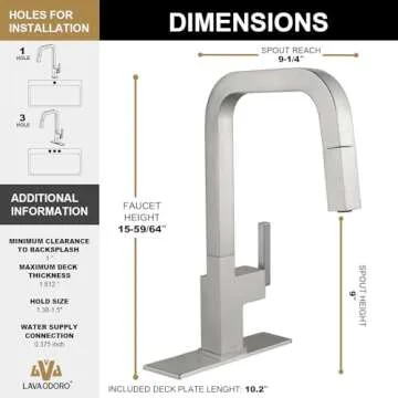 Brushed Nickel Kitchen Faucet with Pull Down Sprayer, Lava Odoro Single Handle Kitchen Sink Faucet, Faucet for Kitchen Sink with Magnetic Docking Spray Head and Deck Plate, Bar Faucet KF182-BN