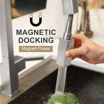 Brushed Nickel Kitchen Faucet with Pull Down Sprayer, Lava Odoro Single Handle Kitchen Sink Faucet, Faucet for Kitchen Sink with Magnetic Docking Spray Head and Deck Plate, Bar Faucet KF182-BN