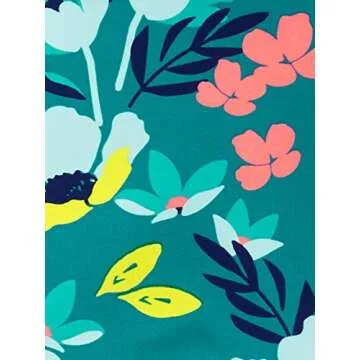 Simple Joys by Carter's Girls' 2-Piece Assorted Rashguard Sets, Green Floral/Pink Stripe, 5T