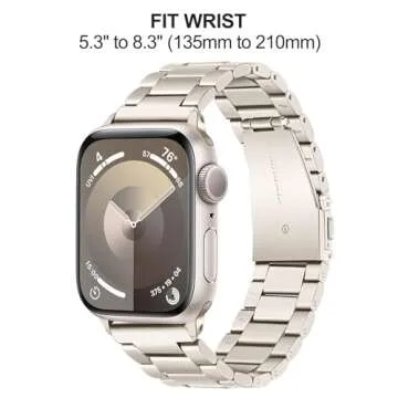 TRUMiRR Band for Apple Watch Series 9 8 7 41mm Starlight Women, Solid Stainless Steel Watch Bands Replacement Strap for iWatch SE Series 8 7 6 5 4 3 2 1 41mm 40mm 38mm