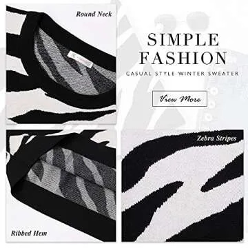 KIRUNDO Women's 2023 Fall Winter Casual Long Sleeve Crew Neck Zebra Striped Print Color Block Knit Sweater Pullover Tops(Zebra-Yellowish Brown, Medium)