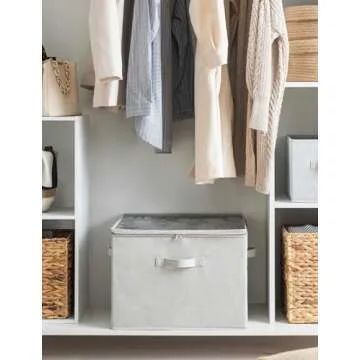 StorageWorks Shoe Organizer for Closet, Fabric Shoe Storage Bins with Clear Cover, Adjustable Dividers for Shoe Storage, Grey, 1-Pack, Shoe Cube Organizer Fits up to 16 Pairs